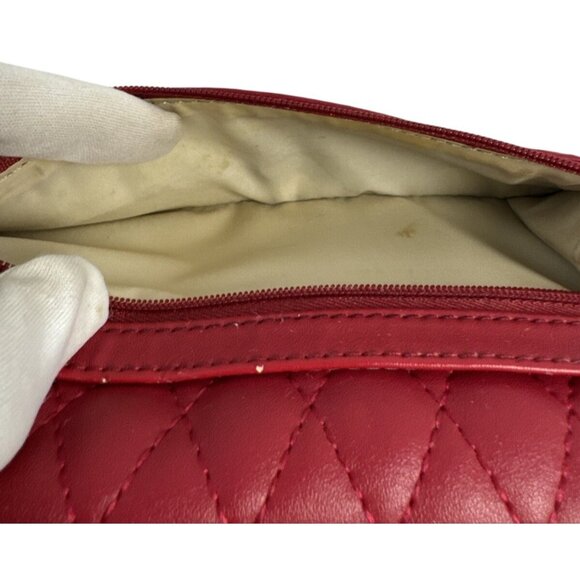 Guess Womens Red Quilted Wallet With Decorative Flower & Rhinestone Accents - Picture 7 of 15